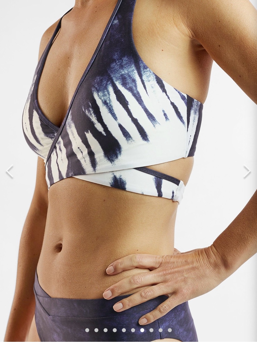 Title Nine Backflip Reversible Tie-Dye/Rain Wrap Bikini Top - White & Navy